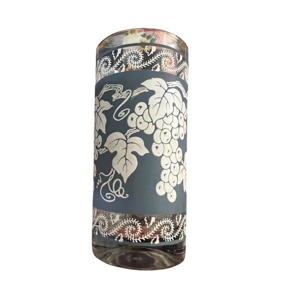 Vintage Hazel Atlas MCM Set Of 8 Vintage Frosted Glass Tumblers With Grape & Vin - Picture 4 of 6